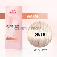 Гель-крем краска WELLA PROFESSIONAL Shinefinity 08/38 Медовое Латте