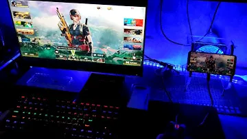 Playing Call of Duty mobile using keyboard and mouse on ASUS ROG Phone and ASUS Professional Dock.