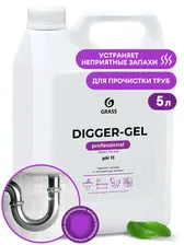 Средство щелочное для прочистки канализационных труб "Digger-gel" Professional(канистра 5 л)
