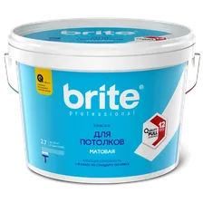 Краска BRITE PROFESSIONAL для потолков белая матовая база А, ведро 9 л