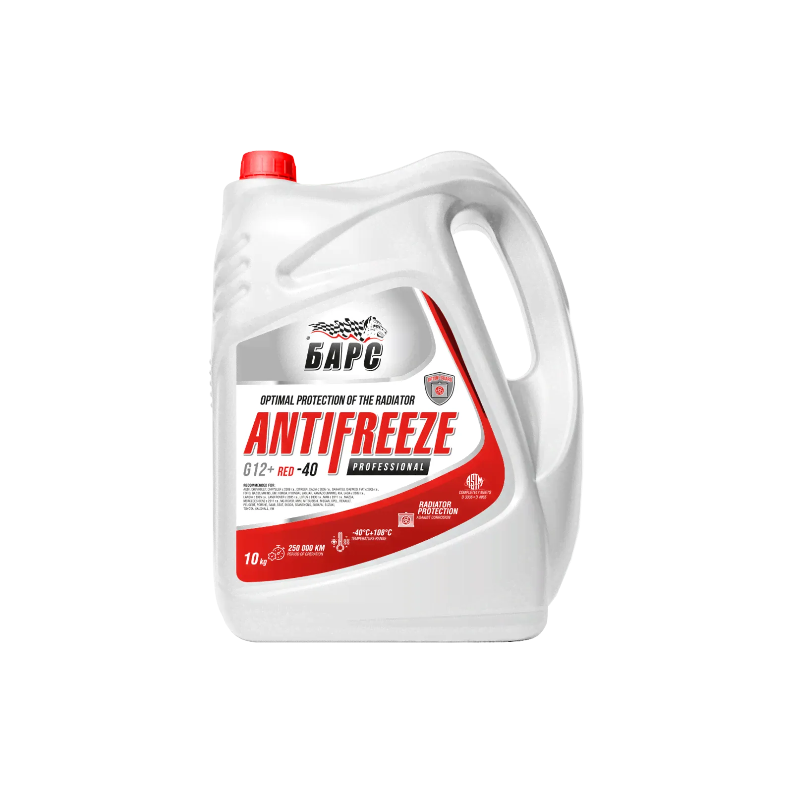 Антифриз G12+ "БАРС" Professional -40, 10кг (красный)-0