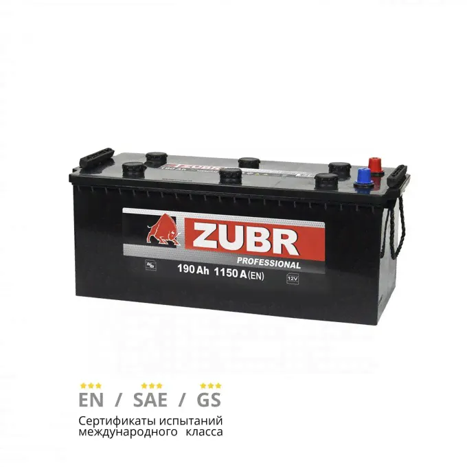 Аккумулятор автомобильный ZUBR Professional 190 Ач 1250 А прямая полярность ZPT1903F-2