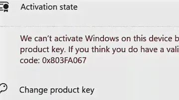 How To Activate Microsoft Windows 11 Pro Error Code 0x803FA067