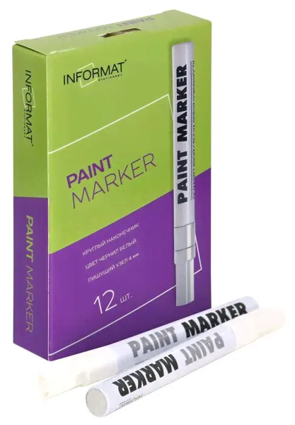 Маркер-краска лаковый INFORMAT PAINT PROFESSIONAL 4 мм, белый, круглый-0