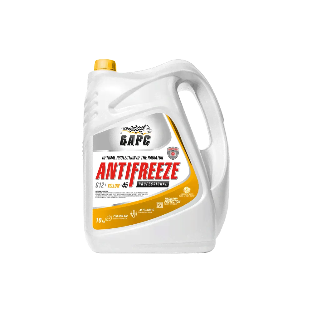 Антифриз G12+ БАРС Professional Yellow Канистра 10 кг