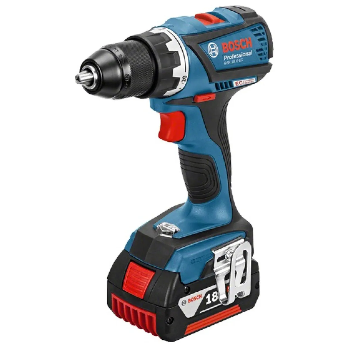 Шуруповерт аккумуляторный 18B 2*5,0Ач Li-lon GSR 18 V-EC Professional, BOSCH 06019E8104