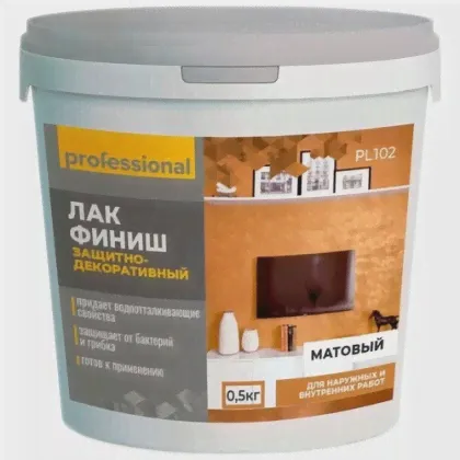 Лак акриловый матовый финиш PROFESSIONAL, лак строительный, лак для дерева, для гипса, для бетона защитно-декоративный 2,3кг-1