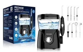 Ирригатор для полости рта PECHAM Professional Black Edition, Стационарный, 8 насадок, Емкость 600 мл, Oral irrigator