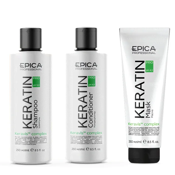Набор Keratin Pro EPICA Professional (шампунь 250мл + кондиционер 250мл + маска 250мл)
