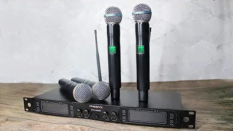 Wireless Microphone System, Phenyx Pro 4-Channel UHF Cordless Mic Set With Four Handheld Mics