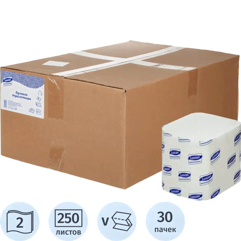 Туалетная бумага Luscan Professional белая двухслойная 250 листов 30 шт., белый Luscan PROFESSIONAL-0