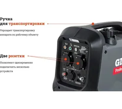Инверторный генератор Gigant Professional 2 кВт, тихий GPIGL-2000