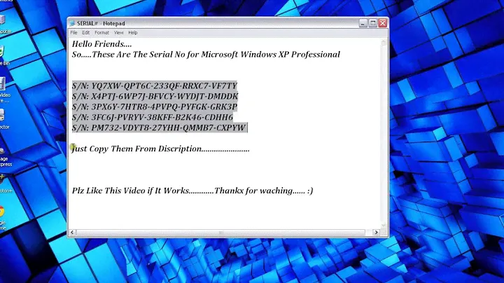 Windows XP Serial Number Key 100% Working And Original
