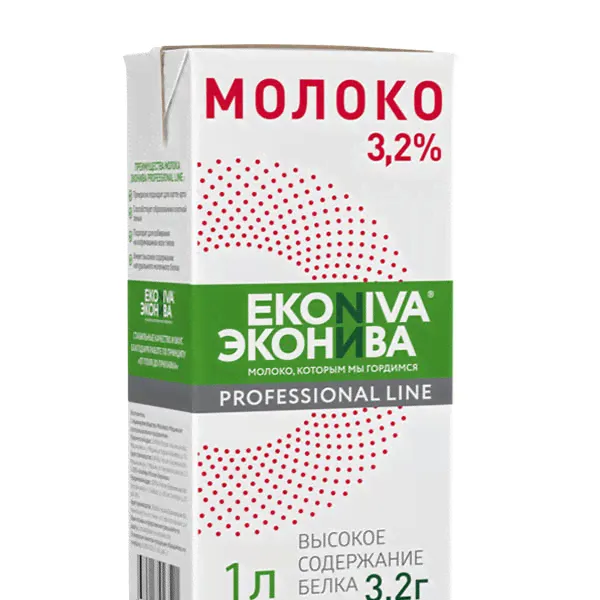Молоко ЭкоНива ультрапастеризованное PROFESSIONAL LINE 3,2 %-0