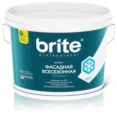 Краска акриловая brite Professional фасадная всесезонная матовая белый 9 л