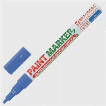 Маркер-краска лаковый (paint marker) 2 мм, синий, без ксилола (без запаха), алюминий, BRAUBERG PROFESSIONAL, 150864-0