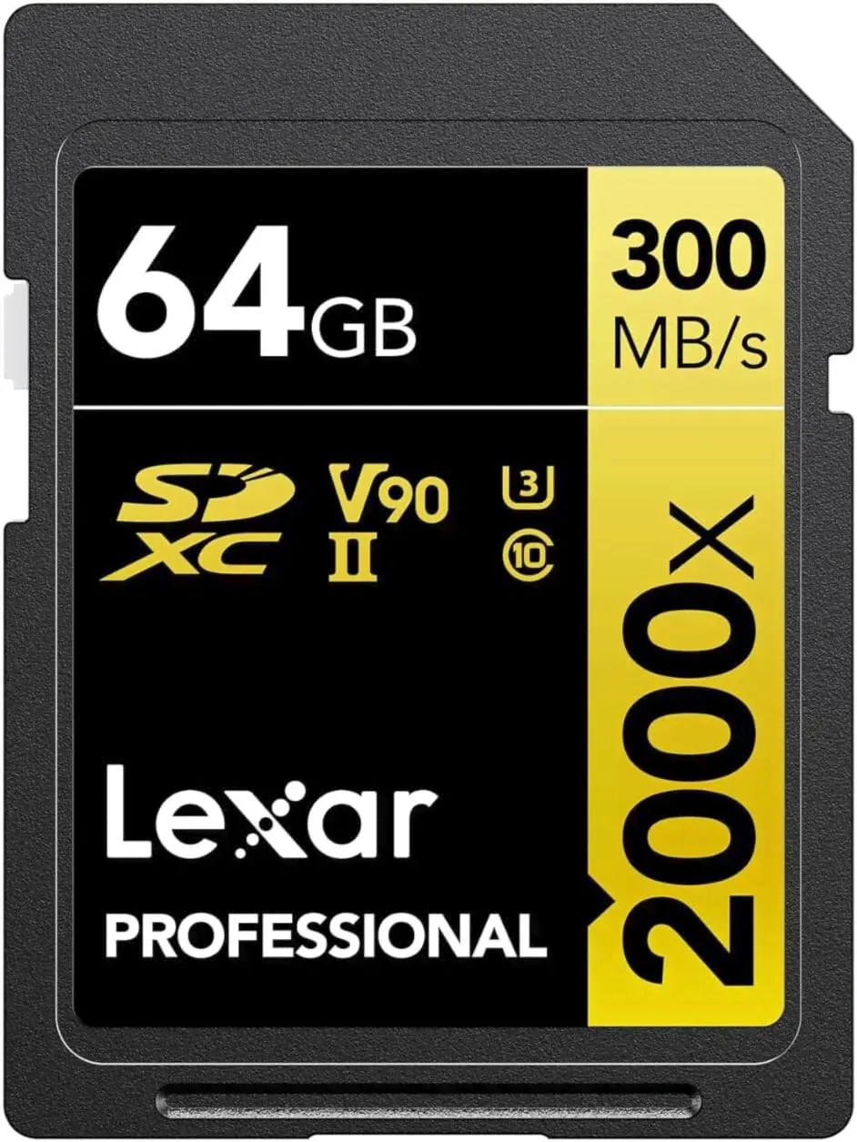 Lexar Professional 2000x SD-карта, 64 ГБ, карта памяти SDXC UHS-II, скорость чтения до 300 МБ/с, для зеркальных видеокамер кинематографического качест