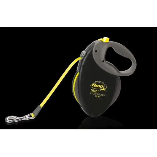Рулетка FLEXI "GIANT PROFESSIONAL" L ремень желт.цвета, 10 м, до 50 кг, черная с сер.ручкой-0