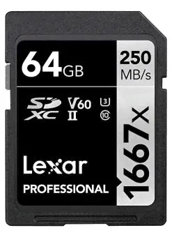 Карта памяти Lexar Professional 1667x SDXC UHS-II U3 64GB (R250/W120 MB/s)