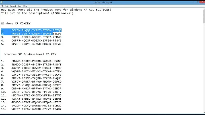 WINDOWS XP ALL EDITIONS FREE PRODUCT KEYS