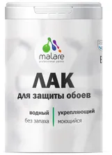 Лак водный Malare Professional для защиты обоев, для дерева и минеральных поверхностей, высокопрочный, без запаха, полиуретановый, бесцветный, 0,9 кг